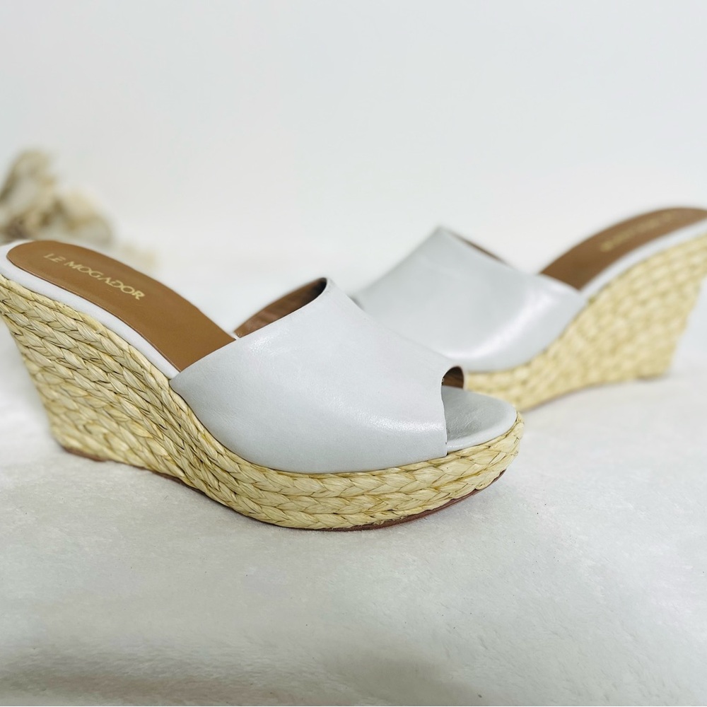 LE MOGADOR women's Eulalia wedge sandals in white size 39‎